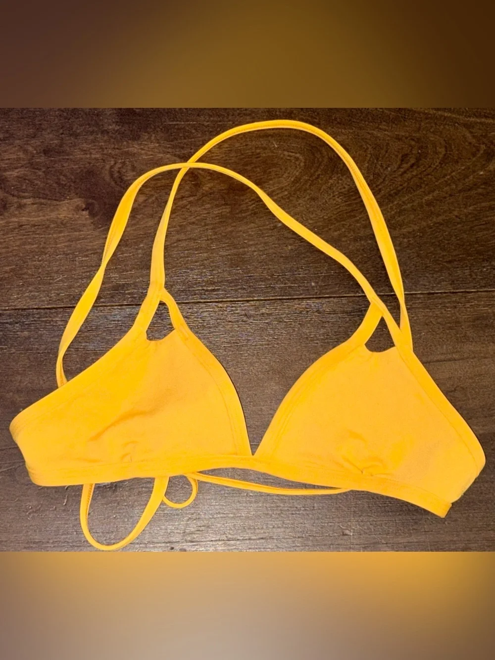 Jolyn Finn Bikini Triangle Swim Top Yellow Gold | Small Tie Back Athletic | NWOT